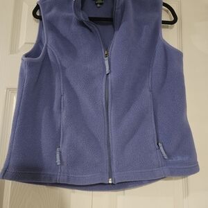 LL Bean Polartec Recycled Fleece Vest Womens M Blue Full Zip